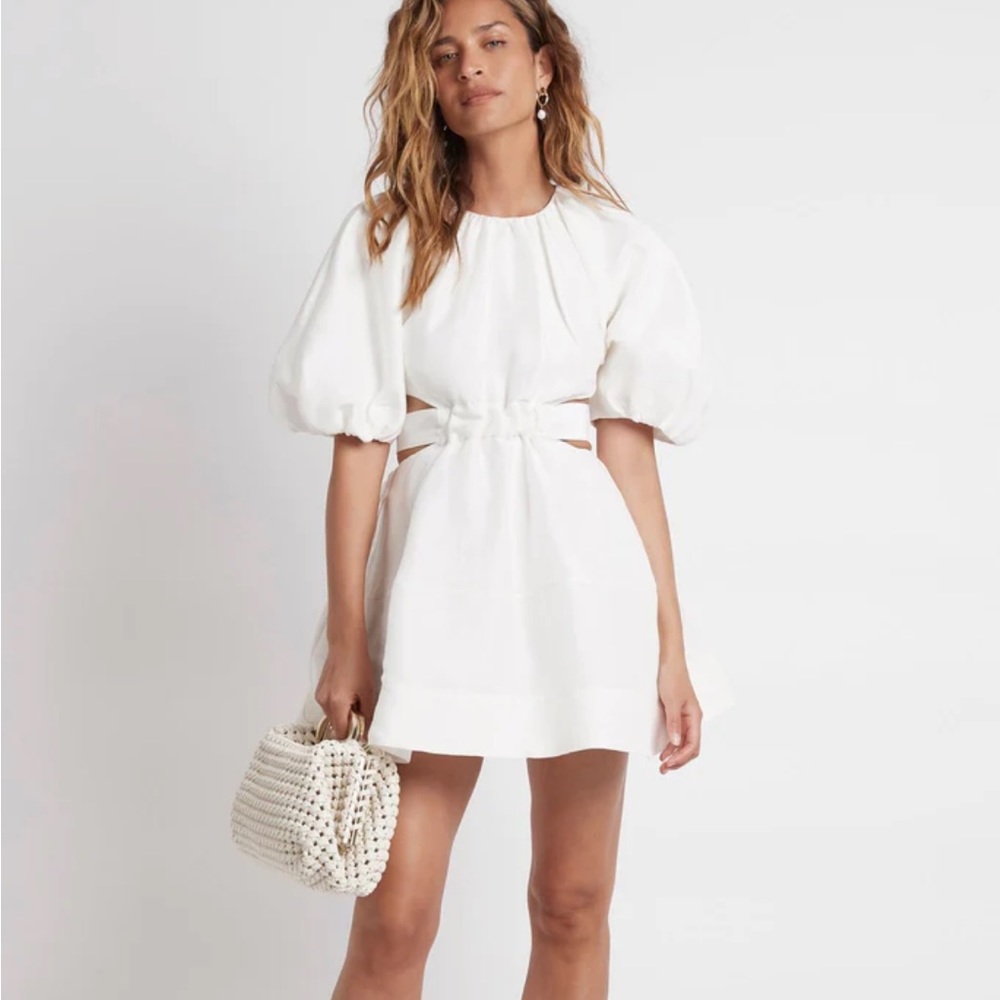 AJE - Psychedelia Cut Out Mini Dress in white